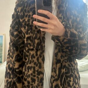 Volcom Brown Leopard Print Teddy Jacket